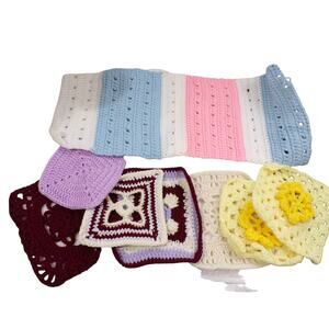 Craft Piece Lot Granny Squares Cotton Doily Forgotten Projects Acrylic Yarn